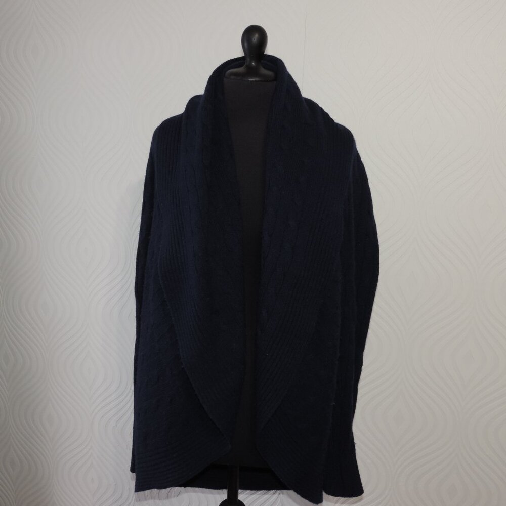 RALPH LAUREN Black Label sz M Navy Blue Cashmere Circle Sweater Cable Knit - Picture 10 of 16